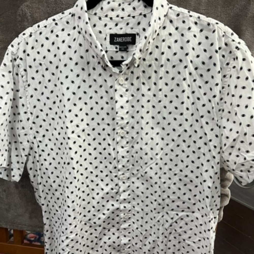 Zanerobe short sleeve button down shirt black and white XXL